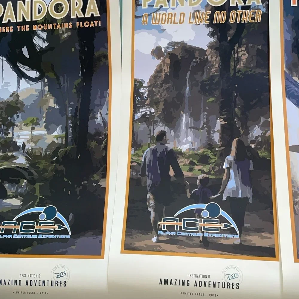 D23 Limited Edition Pandora Posters set of 4 2018 Destination D Amazing Adventur